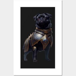 Mighty Black Pug in Heavy Mythical Armor Posters and Art